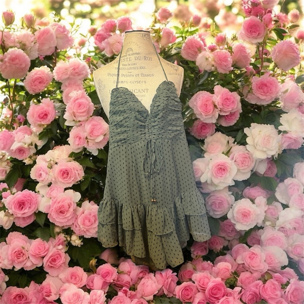 Elegant Green Polka Dot Dress